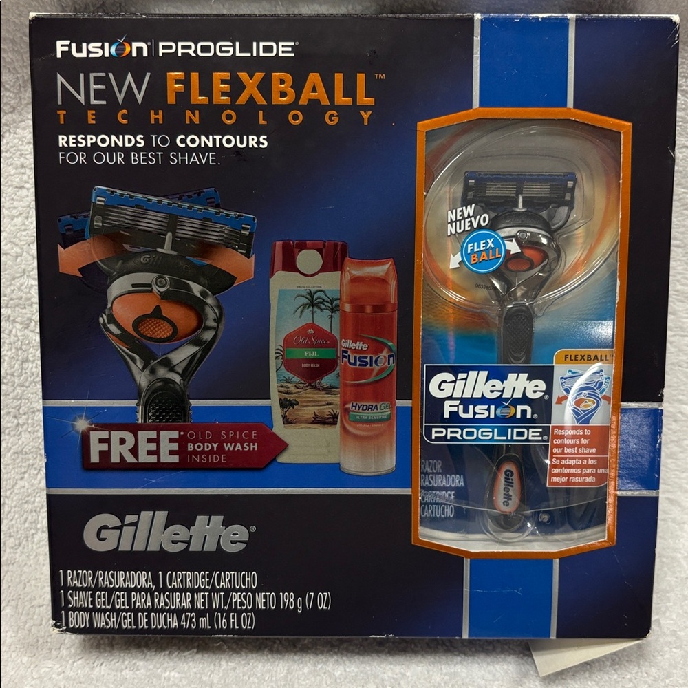 New Gillette Fusion ProGlide Razor Set old spice Fiji body wash, hydra gel